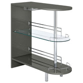 Best Furniture Outlet - Coaster - Adolfo Rectangular 2-tier Home Bar Table Grey High Gloss - 101073